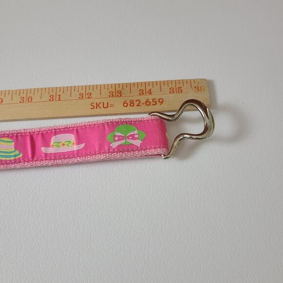 Douglas Paquette Women's Pink Canvas Belt With Silver Hardware Colored Hats L - Picture 6 of 7